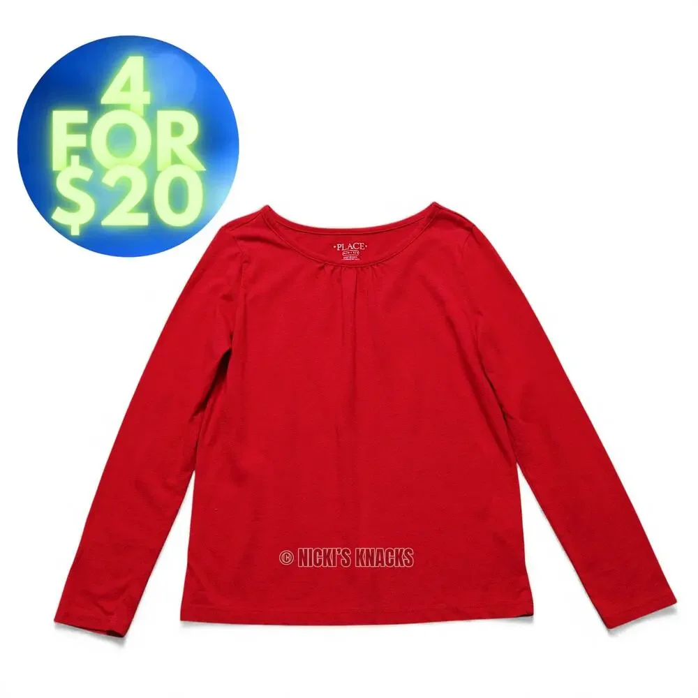 4/$20 - The Children's Place Girls Long Sleeve Red T-Shirt Size M 7/8